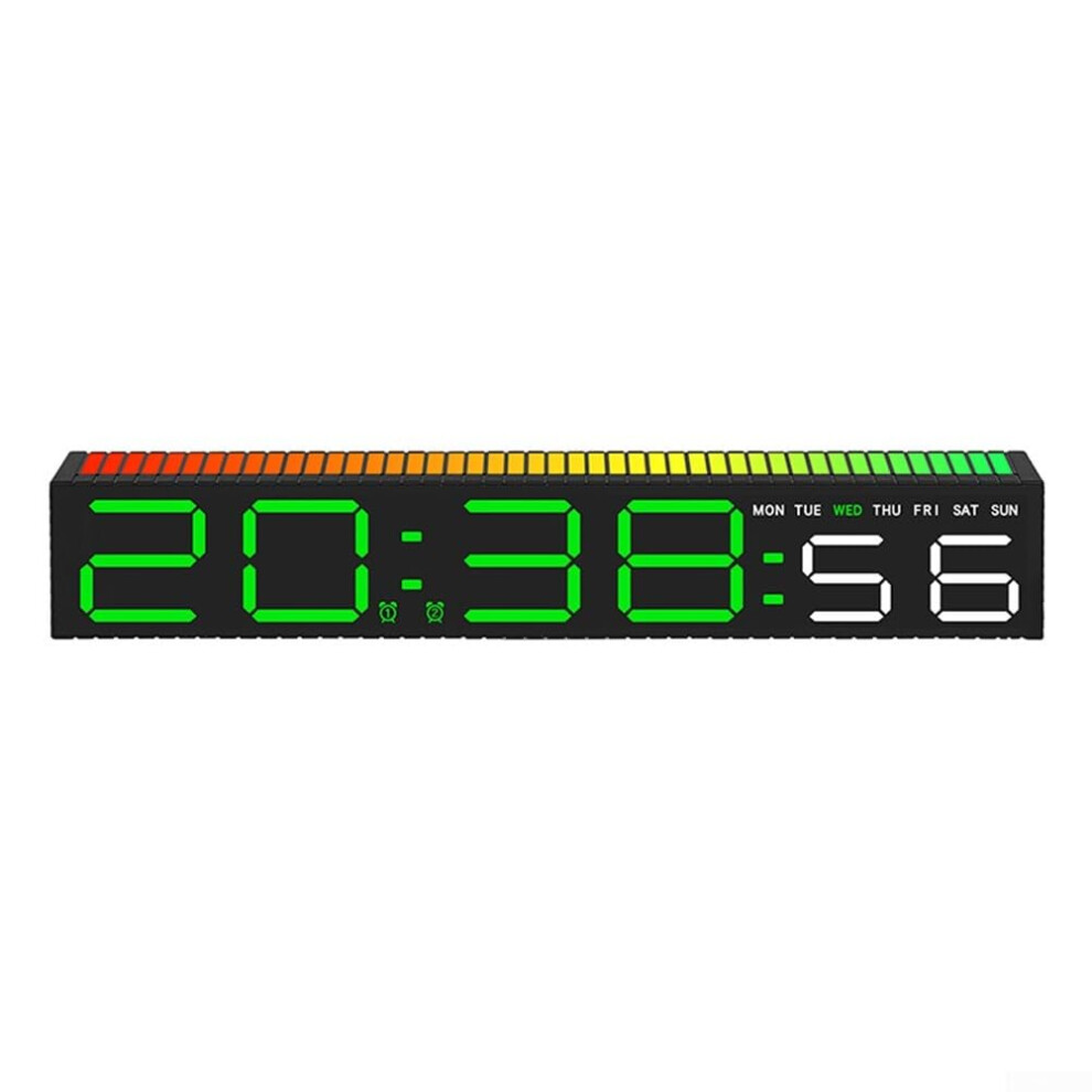 Electronic Led Alarm Clock With Temperature Monitoring, Humidity Display, Snooze, A Model Green