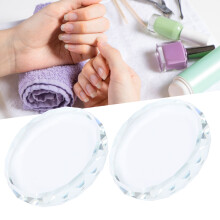 2PCS Crystal Glass Nail Art Palettes for Mixing Colors and False Eyelash Glue