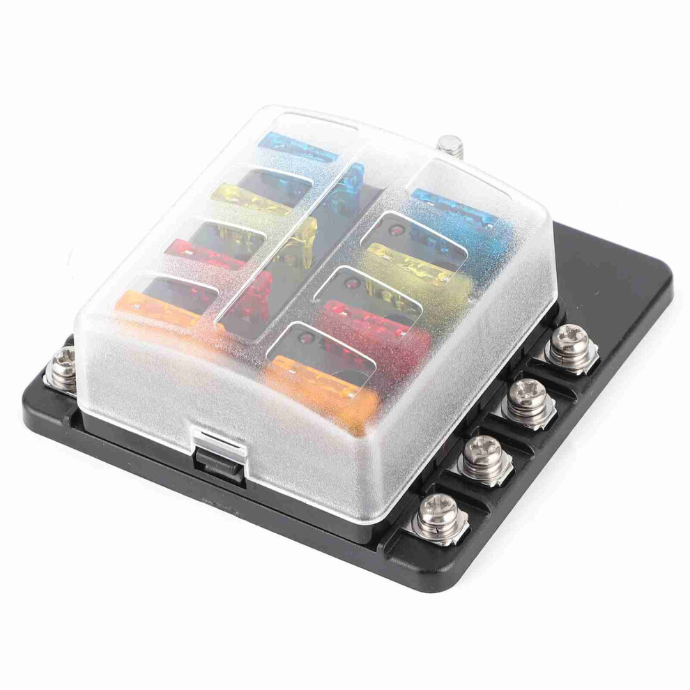 8-Way Screw Nut Terminal Fuse Box With Led Indicator For Car Boat Marine Power 9341363347113