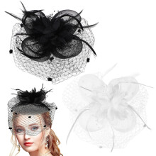 2St Fascinator Hårklämma Nät, Metall Fjädrar För Bröllop