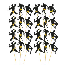 24Pcs Colorful Wooden Cake Toppers Safe for Food and Party Use