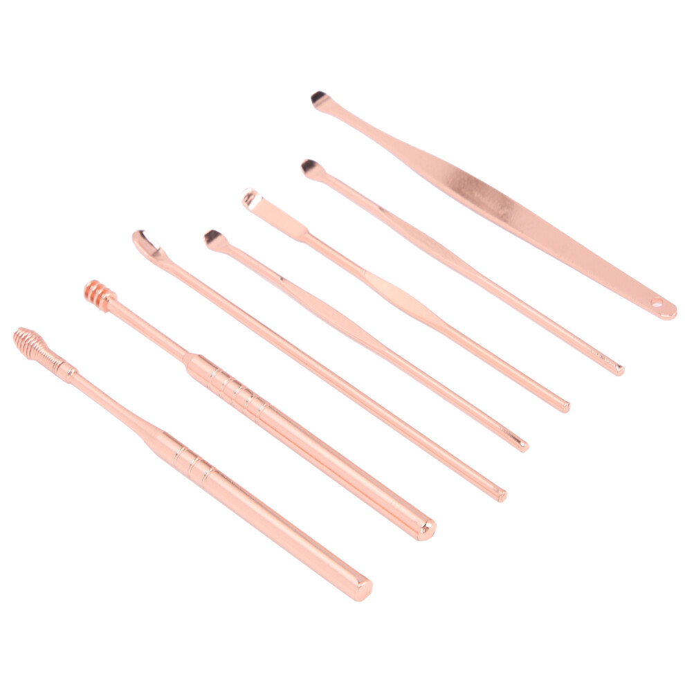 7Pcs Stainless Steel Earwax Removal Kit with Spiral Ear Tip and PU Bag