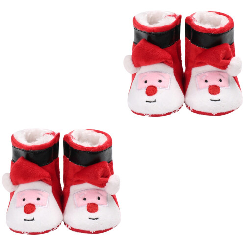 2St Baby Bomullsskor Röda Tomtefigur, Halksäkra 2
