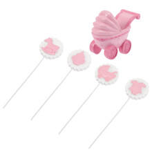 10St Baby Shower Cake Topper I Rosa För Fest