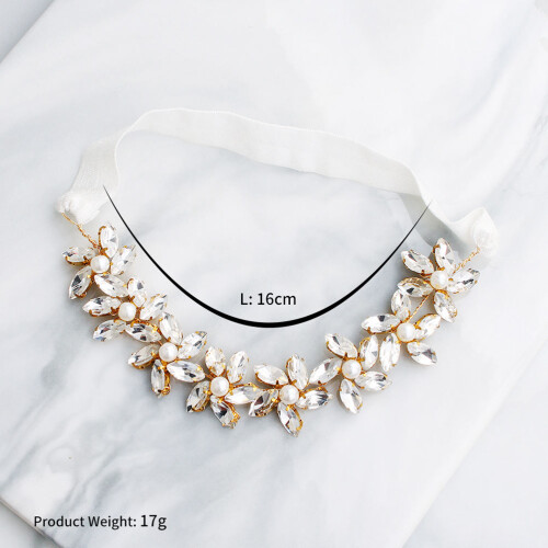Brudklänning Krystallstrumpband Pärlor Blomdesign (Guld) 1