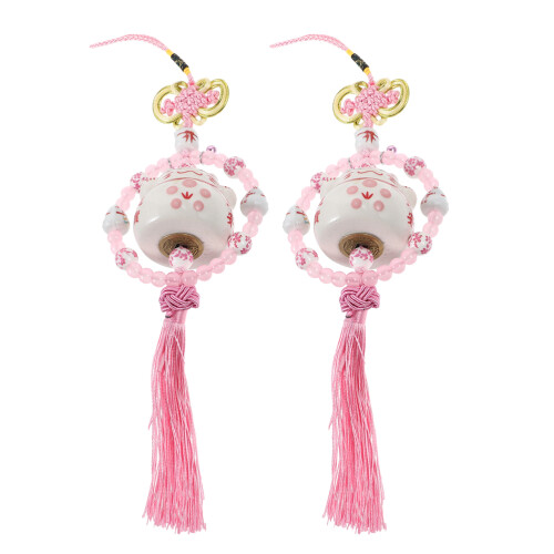 2 St Keramiska Maneki Neko Bilcharm Lyckokatt