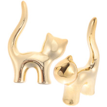 2Satser Kattformade Smyckeshållare Guld För Ringar & Armband