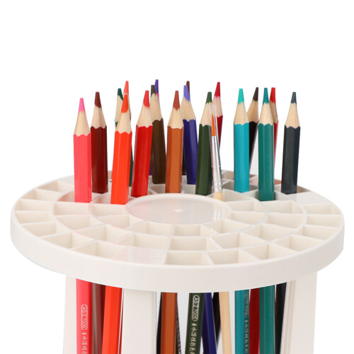 Large Capacity Round Plastic Pen Holder Stand Set – 96 Holes, 14.5cm Diameter 2