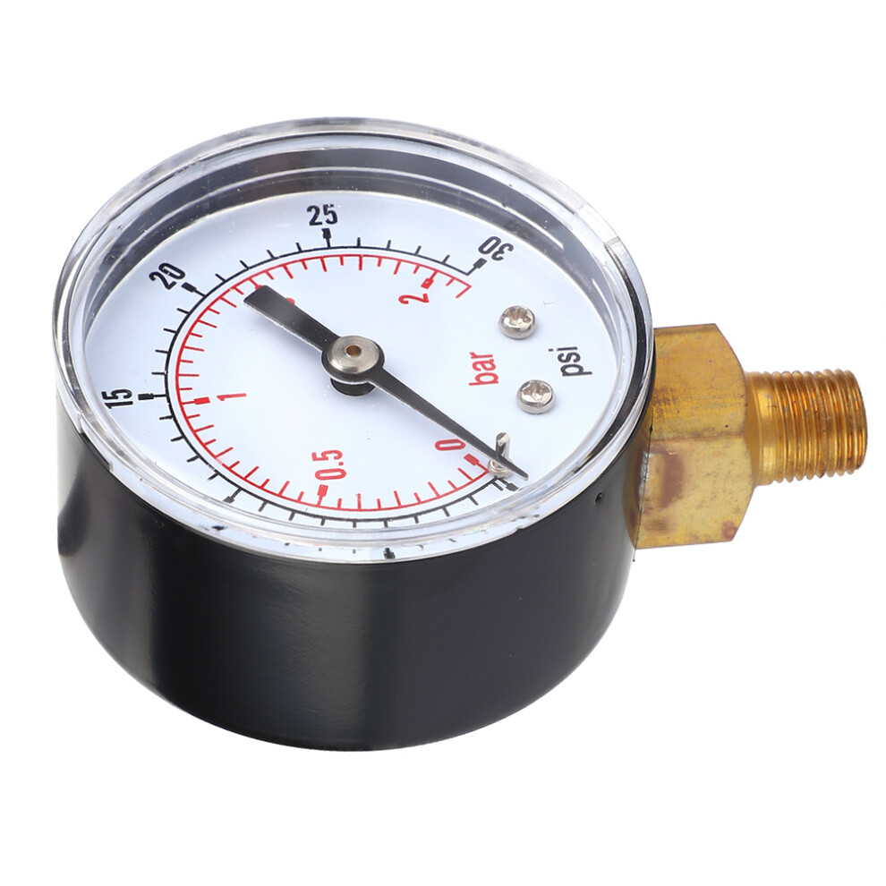 Pressure Gauge 50Mm Dial 0-30 Psi/0-2 Bar, Bottom Connection For Air Water Oil Gas 4691363355553