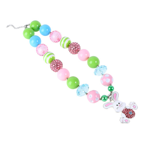 2St Barnhalsband Kaninberlock Bubbelfärgade Pärlor, Justerbart