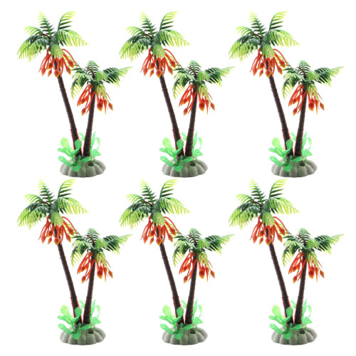 18Pcs Realistic Plastic Plants Artificial Coconut Palm Fish Tank Decor