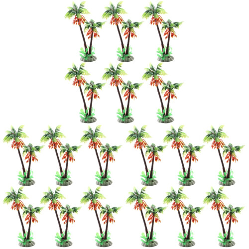 18Pcs Realistic Plastic Plants Artificial Coconut Palm Fish Tank Decor 1