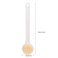 Weiße Badbürste mit langem Griff weiche Borsten Peelingbürste für Dusche