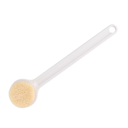 Weiße Badbürste mit langem Griff weiche Borsten Peelingbürste für Dusche 2