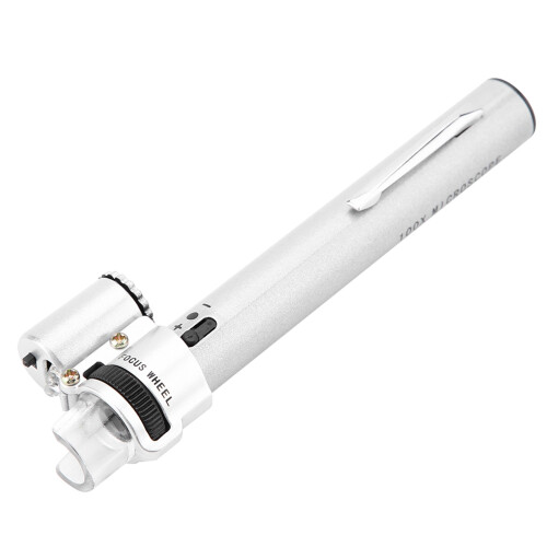 100 Mini-LED-Mikroskop-Lupe mit Etui