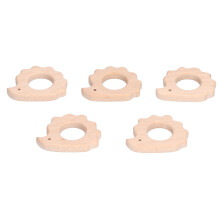 Baby DIY Hedgehog Beech Wood Pendant Set (5 pcs) for Jewelry & Teething