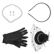1 Set Women Pearl Fascinators Tea Party Hat Gloves Set
