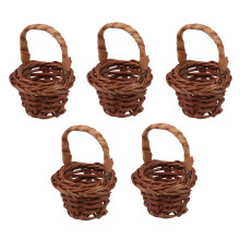 10St Mini Rattankorg Leksak Kaffefärg Barn Miniatyr