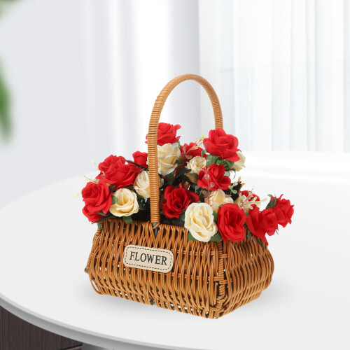 Handvävd Blomkorg Handtag För Picknick och Bröllop 2