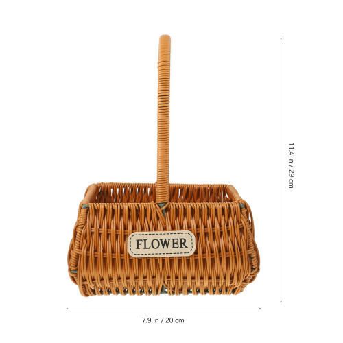 Handvävd Blomkorg Handtag För Picknick och Bröllop 1