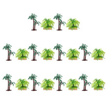 20Pcs Palmträd Miniatyr Konstgjord Kokospalm Tropisk