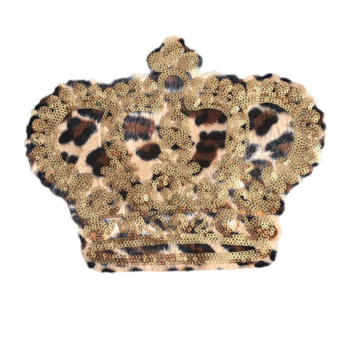 3St Broderade Leopardkronpatchar I Ljusbrunt, Dekorativa Klädpatchar