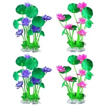 1 Set 4Pcs Akvariefiskbäddssimulerade Resin Lotusblommor (Rosa )