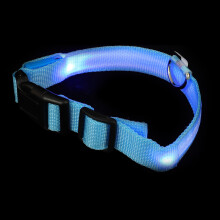 4Satser Små Hundhalsband Med Ljuseffekt, Blå Och Slitstark Design