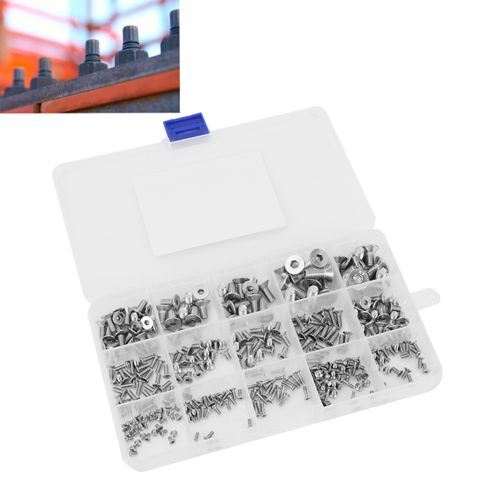 Assorted 320Pcs Stainless Steel M2-M6 Hex Socket Screws And Bolts 8481363365432