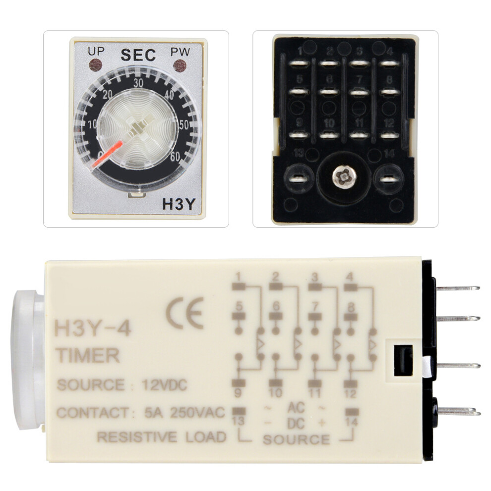 H3y-4 12Vdc 14-Pin Time Relay Power On Delay 60S, 5A 6941363366072