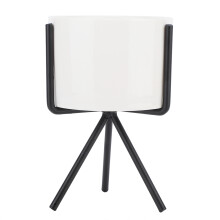 Dekorativa krukor med stativ för soffbordsdisplay, moderna växtkrukor väderbeständig fiberlerakruka, elegant matt färgfinish, hållbar metall