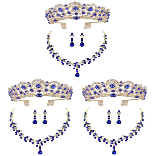 3Sets Blaue Schmuck Set Design Für Hochzeit Fest 2