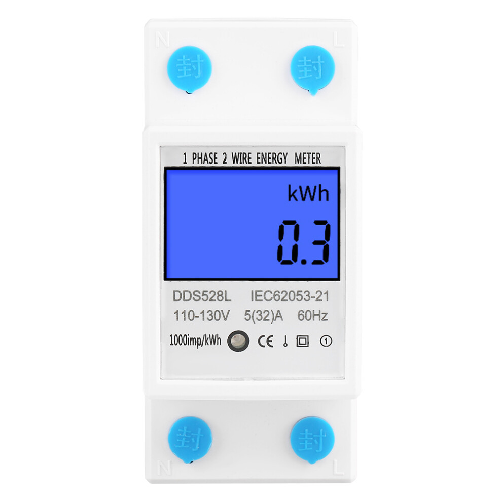 Compact 5Â32A Lcd Backlight Single Phase Kwh Meter 110Â130V 60Hz Din Rail 9491363370380