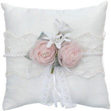 Wedding Ring Pillow With Artificial Flowers Ring Cushion SatinFilled Ring Holder Ceremony Silk Cotton Jewelry Case