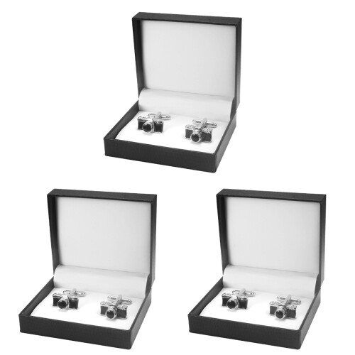3 Par Manschettknappar I Kamerform Geschenkelåda 1