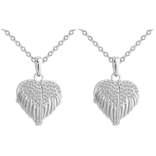 2St Hållbart Silver Halsband Kvinnor Hjärtformat Mode Nyckelben 2