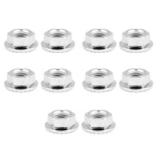 10PCS Fine Thread Steel Hex Flanged Nuts with Pad for Construction Repair & DIY