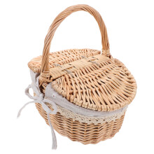 Picknickkorg Trädgård Fruktskål Handgjord Vävd Handtag
