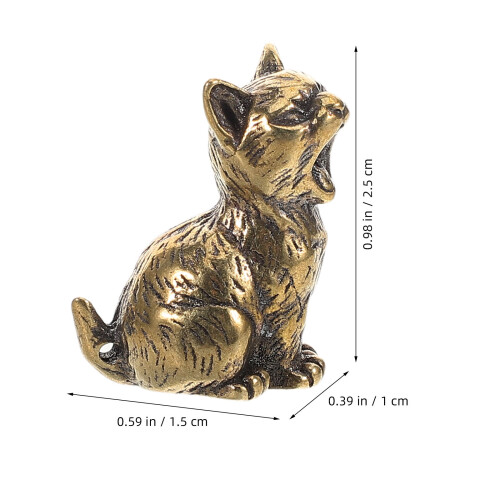 Brasskatt Figur Mini Djurfigur Retro Samlarobjekt Hemdekoration 1