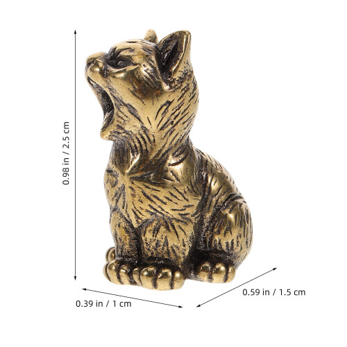 Brasskatt Figur Mini Djurfigur Retro Samlarobjekt Hemdekoration 2