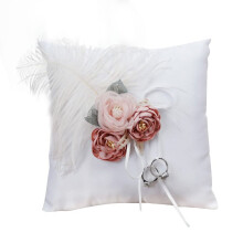 Romantic Lace Ring Pillow For Weddings, Beach Ring Bearer Pillow Set, Handmade With Faux Pearls And Ribbons, Model 5943