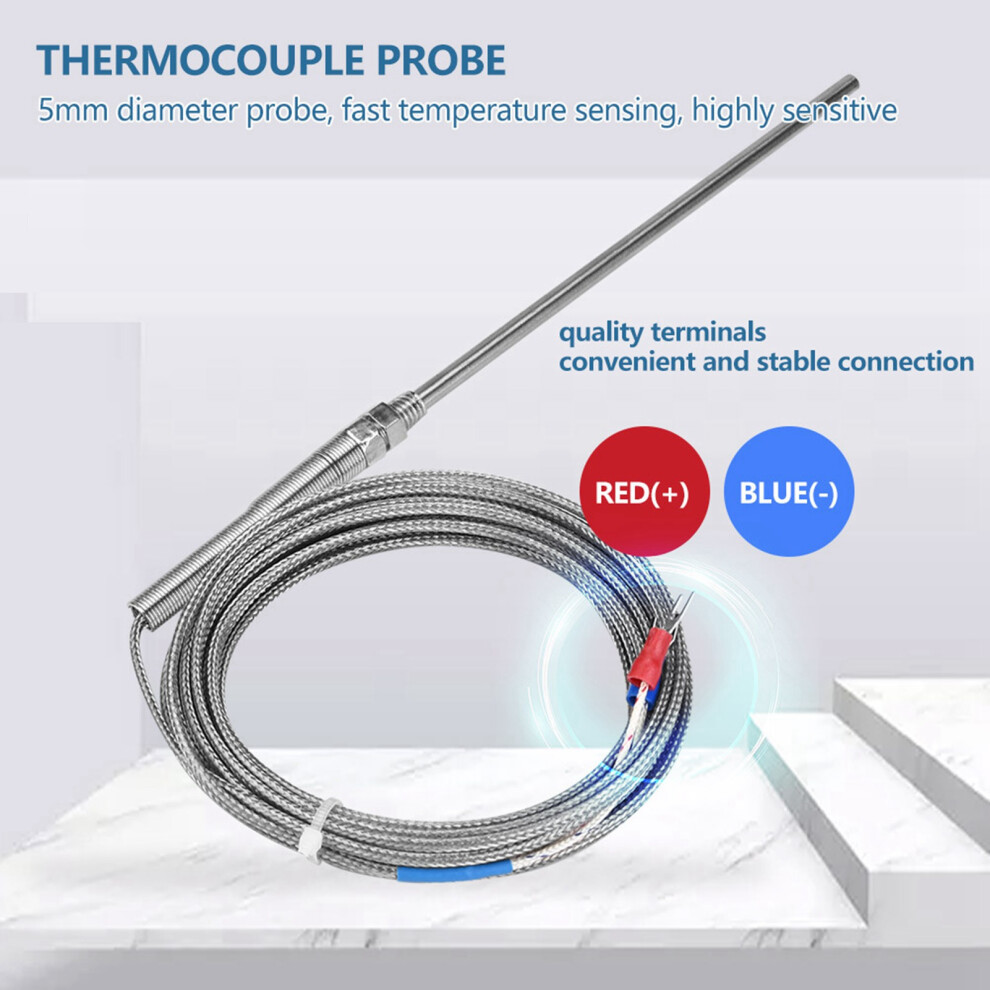 Thermocouple Type K M8 Thread Temp Sensor 150mm Probe 0-400C 5m Wire
