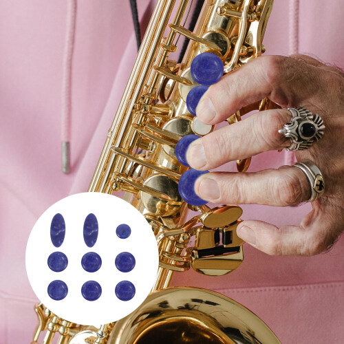 9 Pcs Saxophone Snap Blue Buttons Keyboards Music Plastic 2