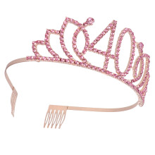 Number Crown Birthday Cake Decoration Elegant Headdress Rose Gold 40