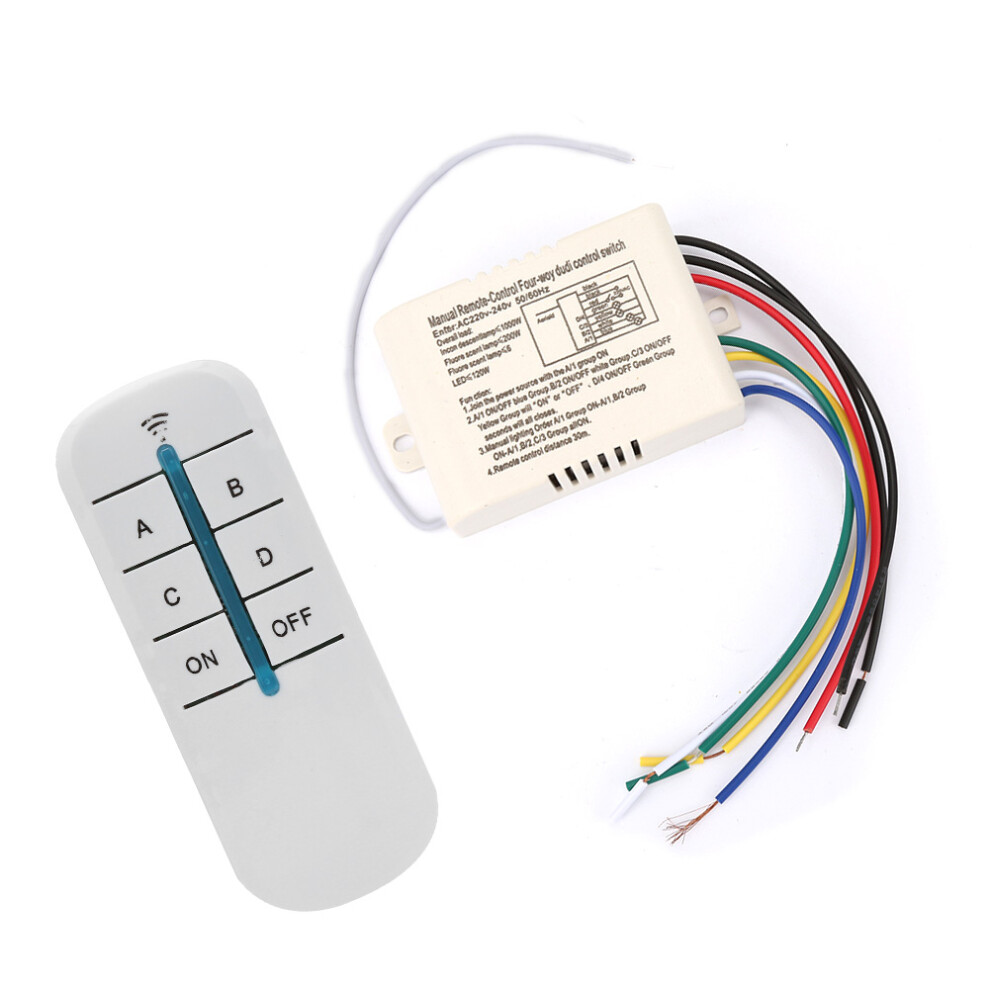 Digital Wireless 4-Way 220V Wall Receiver With Remote Transmitter 4331363384343