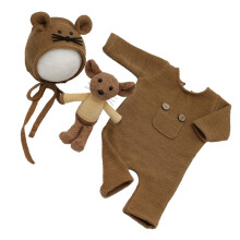 3Satser Kaffefärgat Fotoklädersset För Baby Jumpsuit Hatt