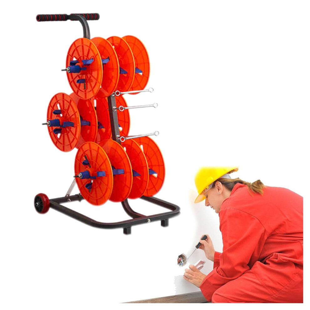 Wire Spool Rack Heavy Duty Spool Stand 47X49x90cm Style 2 Rolling Cable Dispenser With Armrests And Pulleys 9105992304783