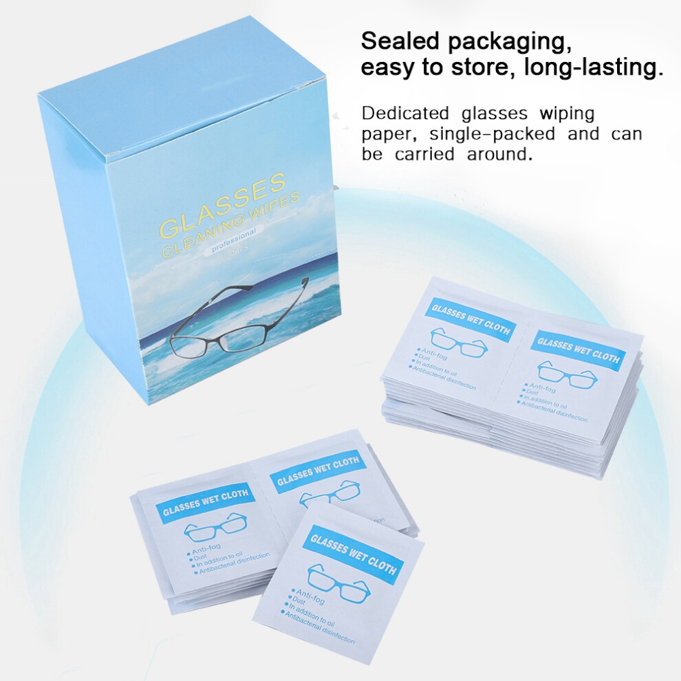 100Pcs Glass Resin Lens Wet Wipes For Disinfection Antibacterial & Cleaning 5081363384070