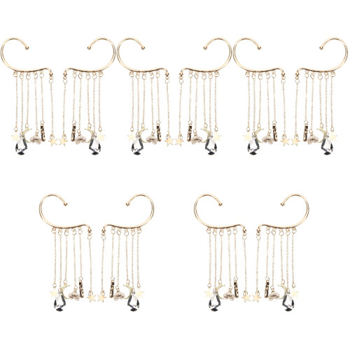 10 Delar Tassel Bone Clip Måne Örhängesklämma 2