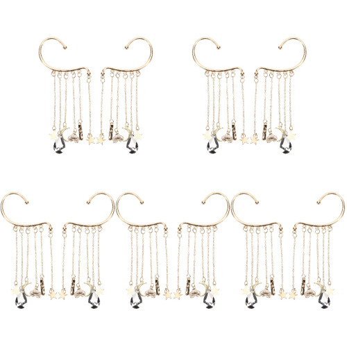 10 Delar Tassel Bone Clip Måne Örhängesklämma 1